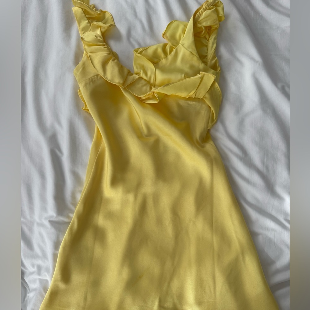 House of CB yellow ruffle dress
